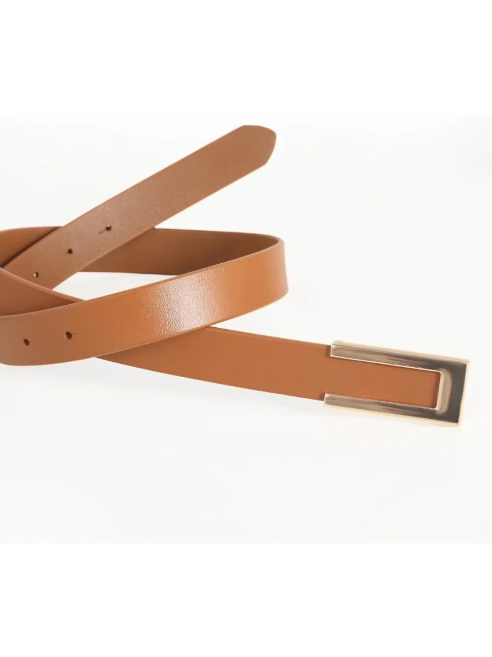 Stylish Women's Skinny Leather Waist Belt for Dresses & Jeans with Gold Buckle